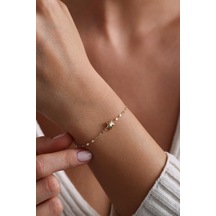 14 Ayar Altın Minimal Yıldız Bileklik Sarı Altın