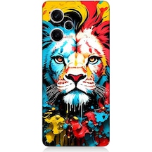 Xiaomi Redmi Note 12 Pro 5g Uyumlu Silikon Kılıf Renli Boyalı Aslan Yüzü