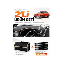 E-biz Fiat Egea Cross 2021-2026 Tabletli Uyumlu Torpido Örtüsü + Deri Çanta - Siyah-bej - Fı012