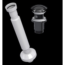 Yapıtaşı Yt654 Seramik Başlıklı Taşmalı Bas Aç Lavabo Gider Sifonu Parlak Siyah