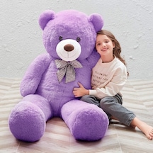 Peluş 120 Cm Papyonlu Sevimli Ayı - Sevgiliye Özel Hediye Lila