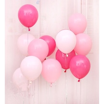 30 Adet Metalik Sedefli Fuşya-Şeker Pembe-Beyaz Karışık Balon