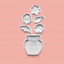 Buket Çiçekler Kurabiye Kalıbı Ve Şeker Hamuru Kalıbı 6'lı Set