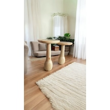 Wood Ahşap 2'li Set Vazo Mantar Yan Sehpa Naturel Renk