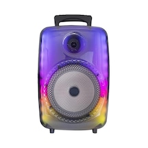 1802 Kablolu Mikrofonlu Rgb Ledli Taşınabilir Bluetooth Hoparlör Parti Speaker