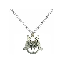 Slayer Pentagram Figürlü Metal Kolye 60 Cm Zincirli Heavy Metal Takı Çok renkli