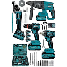 Steiner 21v Darbeli Kömürsüz Kırıcı Delici Hilti & Taşlama & Matkap & Somun Sıkma Sökme 4'lü Set Mavi