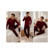 Moon Line Erkek Pijama Takımı Bordo - 918405345 Bordo