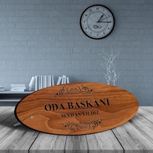 Kişiye Özel Mesleki Oda Başkanı Ahşap Oval Masa İsimliği - 1