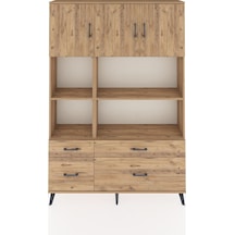 Arges Dolap 8 Raflı 4 Çekmeceli 3 Kapaklı 132x30x195 Çam-çam/çam Çam