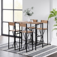4 Kişilik Gzl Bar Masa Bar Sandalye Sandalye Takımı Çam 1583