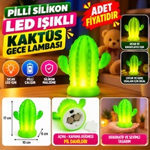 Pilli Silikon Led Işıklı Sevimli Kaktüs Gece Lambası Aydınlatması Adet  -