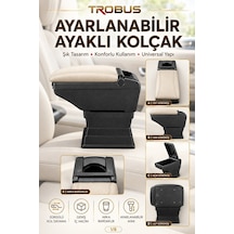 Trobus Dacia Lodgy 2012-2022 Uyumlu Ayarlanabilir Ayaklı Kolçak Kol Dayama Bardaklıklı Bej Siyah