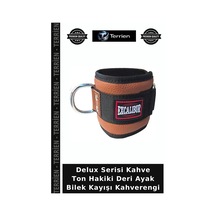 Delux Serisi Kahve Ton Hakiki Deri Ayak Bilek Kayışı Kahverengi