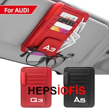 Audi A5 Logolu Güneşlik Siperliğikart Toplayıcı Organizer Kırmızı