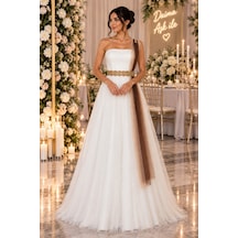 Gül&can Butik Abiye Straplez Sade Ve Asil Beyaz