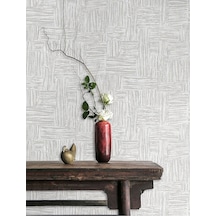 Adawall Muse Koleksiyonu- 25101-1 Gri Dokulu Silinebilir Nonwoven Vinil Duvar Kağıdı- Açık Gri, 1.06x15.6m - 16.5m² Krem