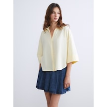 Lcw Vision Sarı Oversize Kadın Gömlek