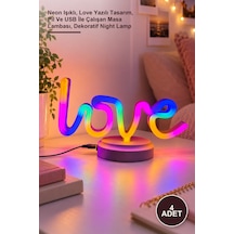 4 Adet Love Neon Masa Gece Lambası Neon Işıklı, Love Yazılı Tasarım, Pil Ve Usb İle Çalışan Masa Lambası, Dekoratif Night Lamp Diğer