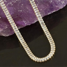 4 - 852 - Mm Baget Taşlı Zirkon Lüks Çelik - Nazblsmm - Kolye Sarı