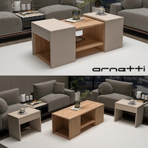 Arnetti 3lü Takım Zigonlu Sartos Orta Sehpa Atlantik Çam Bej