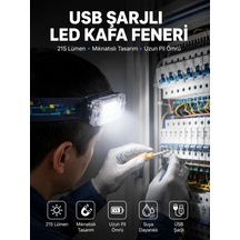 Kafa Lambası Led Fener Pratik Taşınabilir Ayarlanabilir Usb Şarjlı Siyah 30876290