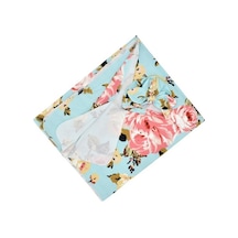 Novahub 86 137cm Bebek Kundak Yenidoğan Örtü Kapşonlu Açık Mavi Büyük Çiçek Mavi