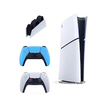 Playstation 5 Slim Digital 1 TB Oyun Konsolu + 2 Mavi Dualsense + Şarj İstasyon (İthalatçı Garantili)