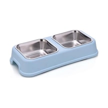 Nunbell Kare İkili 24 CM Melamin Çelik Kedi Mama Kabı Çok Renkli