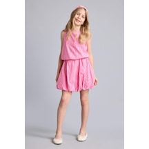 Defacto Kırışık Dokulu Kumaş Çizgili 2li Pembe Takım Kız Çocuk H6011a826smpn178 Pembe-pn178