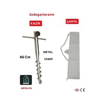 Tr Plaj Kamp Deniz 2'li Set Şemsiye Çantası, Demir Kazık Aparat, 48 Cm, Bej Genel