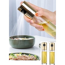 2 Adet Cam Şişe Spray Yağdanlık Sprey Yağlık Sirkelik 100 Ml Altın Diğer