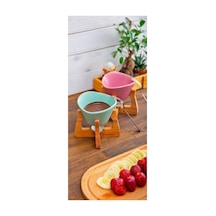 Platox Seramik Fondü Seti, Kafe Tipi Fondü Takımı, Pembe Yeşil Renk, 2li Set Diğer