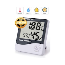 Termometre Nem Ölçer Alarm Saat Ekranlı Oda Sıcaklık Ölçer Duvara Uygun Masaüstü Isı Göstergesi 3240