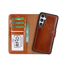 Samsung Galaxy S24 Plus Uyumlu, Deri Cüzdanlı Kılıf, Efektli Taba 091 Sıyah