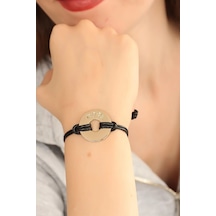 Cool Havalı Siyah Deri İpli Unisex Mood Bileklik Rekli