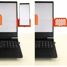 3d Baskı Monitor Telefon Tutucu - Petek Desenli Laptop Kenar Telefon Tutucu-turuncu