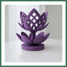En-cag 3d Baskı Lotus Çiçeği Mumluk - Dekoratif Tealight Mumluk-mor Bss
