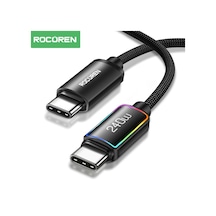 Rocoren 240w Type-c To Type-c Rgb Aydınlatmalı Örgülü Şarj Ve Data Kablosu 1 Metre