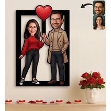 Bk Gift Kişiye Özel Sevgili Karikatürlü 3d Ahşap Tablo -9, Fotoğraftan Karikatür, Sevgililer Günü Hediyesi, Ev Hediyesi