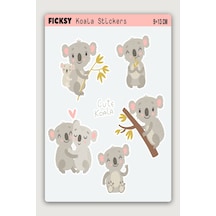 Sevimli Koala Sticker Seti - 5 Adet Etiket Çıkartma Diğer
