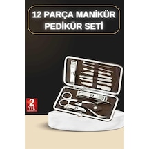 12 Parça Manikür Pedikür Seti Özel Deri Çanta El Ayak Bakımı Akne Ve Temizleme