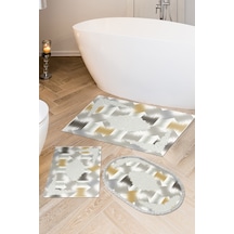 Eko Trend Djt 3 Lü Yıkanabilir Kaymaz Taban Banyo Paspas Seti S1030 Modern krem