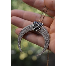Stoneage Jewellery Özel Tasarım Boynuz Kadın Kolye Gri