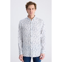 D'S Damat Ds Damat Comfort Beyaz Baskılı %100 Keten Gömlek 4hc02ap372650 Çok Renkli