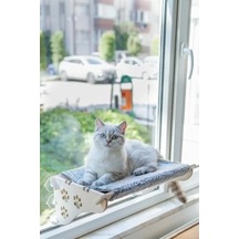 Vantuzlu Gri Kedi Yatağı, X-large Açik Mavi