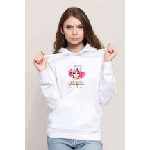 Lady Gaga Mother Monster Baskılı Beyaz Kadın Kapşonlu Sweatshirt