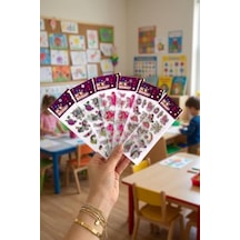 6 Adet Kabartmalı Yapışkan Sticker, Unicorn Sevimli Karakterler Abanoz