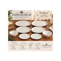 Kahramanlar Katre 8 Parça 2 Kişilik Porselen Yemek Takımı Beyaz