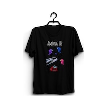 Stoned&Fame Among Us, Oyun Baskılı Unisex %100 Pamuk Siyah T-shirt SIYAH